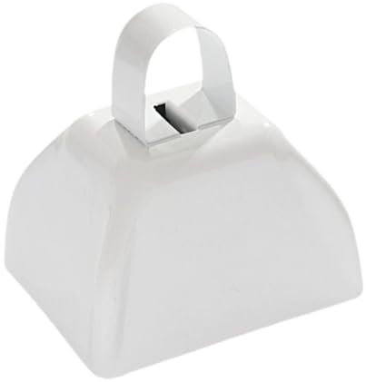 Generic Cloche de vache en métal, percussions à main, sonnettes d'appel, sonnette de vache bruyante pour célébrations, mariages, fêtes, événements, Blanc