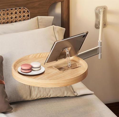 SAYEYBU Mesa Plegable De Pared Escritorio Plegable PequeñO Redondo Mesa De Pared con Estante RetráCtil Mesa Plegable De Madera Mesa De Centro Plegable Escritorio De Pared Plegable,C