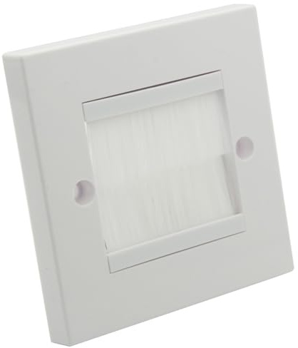 Single Gang Brush Wall Plate – White Cable Entry Faceplate for Clean Wire Management – No-Drill HDMI, Coax, Speaker & Network Cable Pass-Through – Compatible with Standard Electrical Boxes (1-Pack)