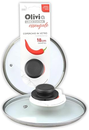 IPEA Tapa para Sartén o Cacerola de Vidrio Templado – 16/18 / 20/22 / 24/26 / 28/30 cm – Transparente Redonda Universal con Pomillo para Sartenes y Ollas de Cocina – Apta para Lavavajillas