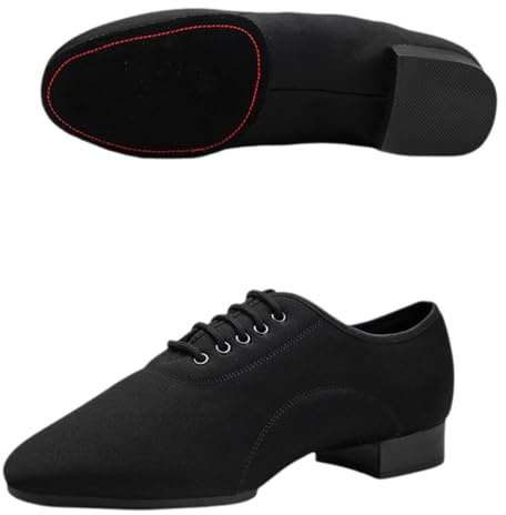 Leichtrit Scarpe da Ballo Uomo Salsa,Scarpe da Ballo Uomo Standard,Scarpe Ballo Latino Uomo Stringate Tango,Scarpe da Ballo per Uomo Latino Americano,Comfort,Nero,Stringate,per Salsa