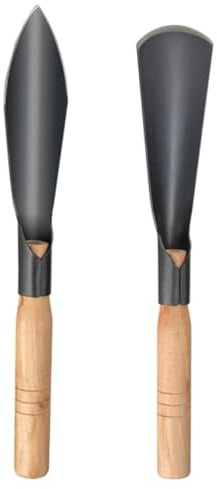 FUTUREORYY 2pezzi Cazzuola da Giardino Manico in Legno Attrezzi da Giardino per Piantagione Vanghe Ergonomiche per Dissodare Terreno Robuste per Trapiantare Fiori e Verdure