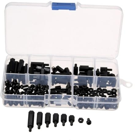 VALICLUD 180pcs Nylon Screw Set Nylon Nut Black Plastic Accessories for Electronic Computers Pcb Board for Black Screws and Nuts Set Applications