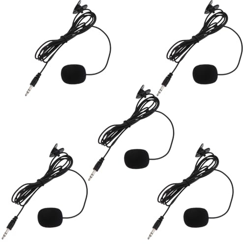 Supvox 5 Stück Teiliges Lavalier mikrofon mit Clip Kabelgebundenes Tragbares Ansteckmikrofon für Smartphone Laptop und Kamera Professionelles Kompaktes Mikrofon für Live unterricht
