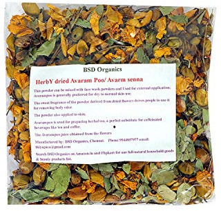 BSD Organics HerbY dried Avaram Poo/Avarm senna/Senna Auriculata/Tanner's cassia/Tamgedu for tea, skin care and more - 200 Grams, 0.44 Pounds, 7 Ounce