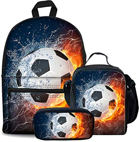 Chaqlin Cool Football Set De Sac D'école De Football Enfants Sac À Dos Et Insulté Boîte À Lunch Case Stylo 3 en 1