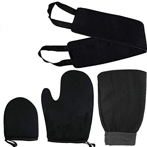 YMZ Selbstbräunungs-Handschuh, 4-in-1-Applikator-Set, Gürtel für Ihren Rücken, Peeling-Handschuh, Mini-Finger-Gesichts-Applikatoren für Lotionen, Mousses und Cremes