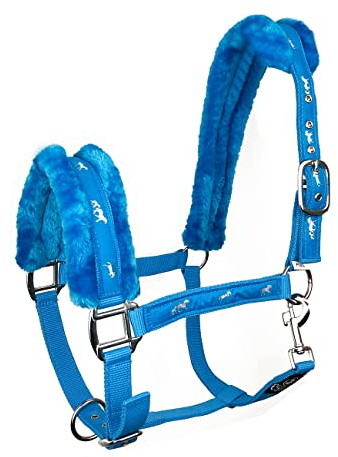 York Halfter Softy mit Plüschpolsterung Stallhalfter Pferdehalfter Teddyfleece (Cob, Babyblau)
