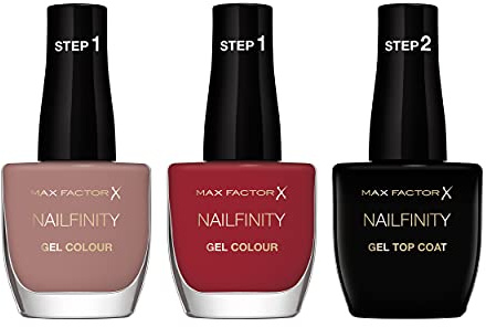 Max Factor Set Smalti Unghie Nailfinity, Smalti a Lunga Tenuta Effetto Gel, 100 The Finale, 215 Standing Ovation, 310 Red Carpet Ready