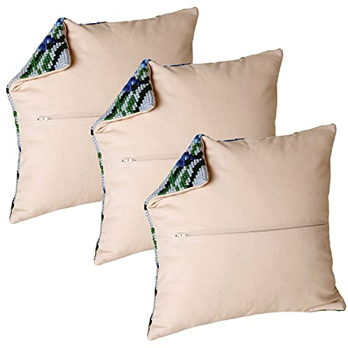 Thea Gouverneur Kudde ryggsats med dragkedja – set med 3 – beige – för alla 40 x 40 cm (16 x 16 tum) kudde – korsstygnskapelser – broderikit för vuxna – 23,59993