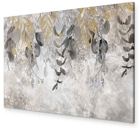 B&D XXL - Akustikbild Abstrakt Bilder Akustikschaum Hochleistungsschallabsorber Schallschutz Leinwand 1 tlg Wandbild Raumakustik Schalldämmung Natur Textur Blätter Bokeh braun