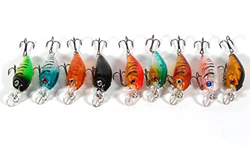 VIFERR Angelköder Set, 9 Stück Kunststoff Angelköder Haken Whopper Crankbait Harte Popper Köder Whopper Angelköder für Süßwasser Salzwasser