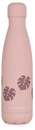 Miniland LEAVES 500ML. Hochwertige Isolierflasche, hält Getränke stundenlang heiß oder kalt 89440 Rosa