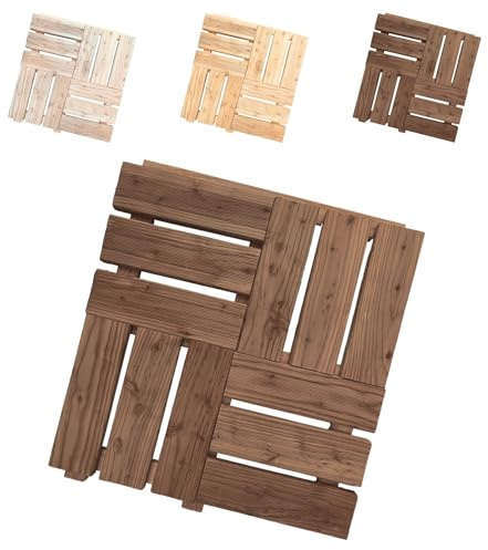 Floranica Holzterrassenplatten 1 Stück 60x60 cm Gartenfliesen Lärche Farbe braun Terrassenbelag Terrasse Balkon Gartenbelag Gartenfliesen Imprägniert EU-Produkt