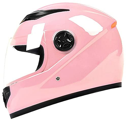 Heltäckande motorcykel, street, cykelhjälm med avtagbar vinterhalsduk, DOT/ECE-godkänd, motorcykel, moped racing, krasch, hjälm med visir för män och kvinnor, rosa, en storlek