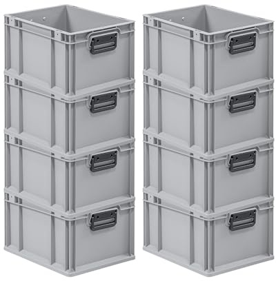 PROREGAL SuperSparSet 8x Eurobox NextGen Portable Duo | HxBxT 22x30x40cm | 20 Liter | Eurobehälter, Transportbox, Transportbehälter, Stapelbehälter