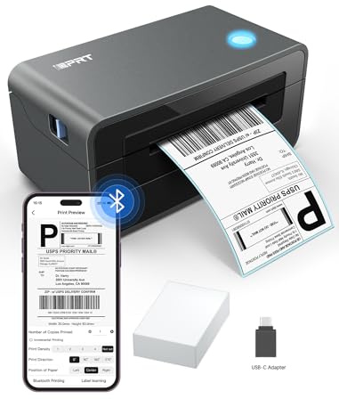 iDPRT Bluetooth Thermal Shipping Label Printer for Phone, 4x6, Supports Windows/Mac/iOS/Android, Ideal for Small Business and Shipping Packages
