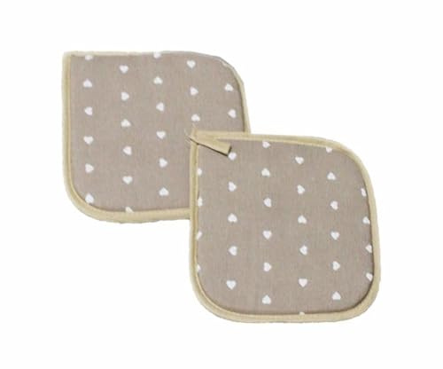 Russo Tessuti Set 2 Presine Coppia Pattina Forno Fornelli Ghirigori Cucina Coordinato 15x15cm -Beige