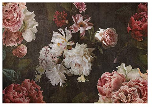 WallArena - Vlies Fototapete Rosa Blumen 368x254 cm - Fototapeten - Tapeten - für Wohnzimmer Schlafzimmer - Vliestapete Wandtapete Tapete 3D Effekt- inkl. Kleister - Weinlese