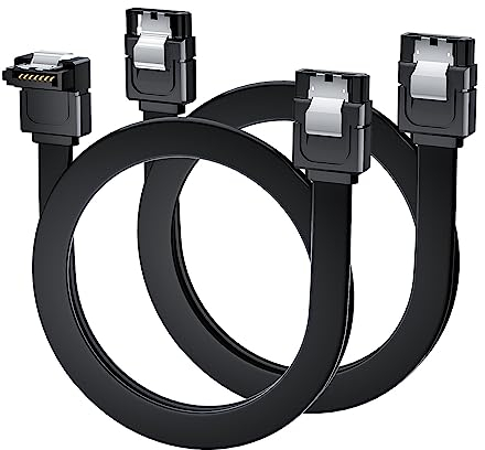 BolAAzuL Cavo SATA III ad angolo retto + dritto, confezione da 2 cavi dati SATA 90 gradi + cavo SATA 3 da diritto a dritto, 6 Gbps cavo SATA 7 pin per disco rigido SSD
