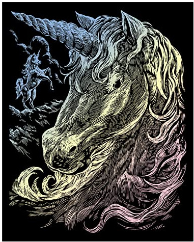 Pracht Creatives Hobby Royal & Langnickel - Image à gratter Licorne avec Effet Hologramme, Stylo à gratter et modèle Inclus, Convient aux Enfants et aux Adultes