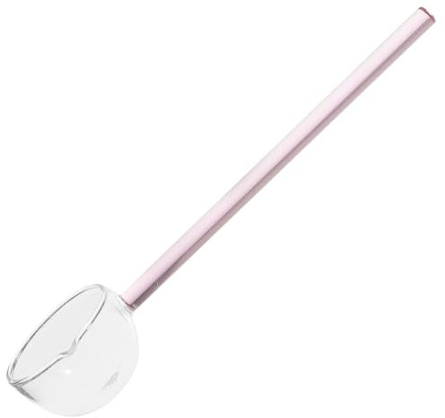 CALLARON Glass Serving Ladle Soup Spoon Novelty Dessert Spoon Pink Handle Clear Spoons Clear Punch Bowl Ladle Ice Cream Spoon Stirring Spoon Soup Serving Utensil Glass Gravy