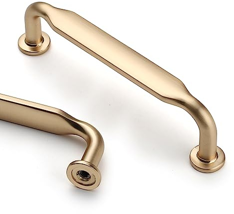 Asidrama 10 Stück 96 mm gebürstetes Messing Küchenschrankgriffe Schrankgriffe Möbelgriffe Küchenschrank Hardware für Schrank Schublade Griffe Kommode | Robustes massives Zink, 2 Schraubengrößen, 9,53 cm Lochmitte, Schränke, Schubladen, Kommoden, Möbel, Hardware