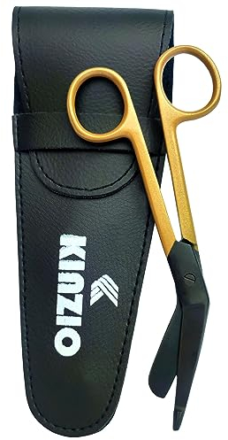 KINZIO Chirurgische professionelle Verbandschere Blasenverbände, Pflegeschere, Chirurgischer Edelstahl, Satin-Finish, Pulverbeschichtung (16.5 cm)