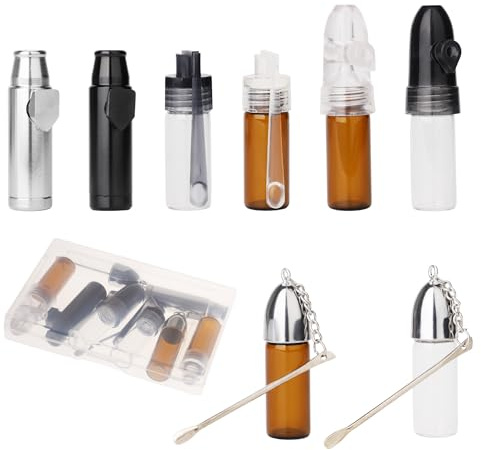 NQEUEPN 8uds Portátil Contenedor de Especias, Botella Dispensadora de Especias a Prueba de Fugas Botellas de Almacenamiento Mini Viales de Vidrio con Cuchara para Viajes al Aire Libre Camping