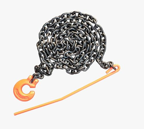 Forstkette Rückekette Chokerkette 6mm 2000daN Forsthaken Durchstecknadel Chokerkette GK8 Nutzlänge: 2m schwarz lackierte Kette nach EN818-2 hochfest und geprüft