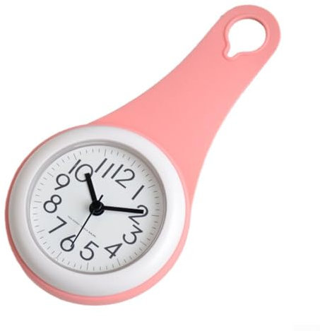 Horloge murale silencieuse, horloge de salle de bain, étanche, petite horloge numérique silencieuse avec ventouse pour décoration d'intérieur, horloge murale silencieuse (pour rose)