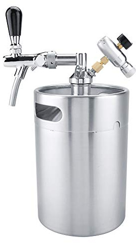 Topyond 5L Mini Tunna I Rostfritt Stål Med Kran Trycksatt Hemmabryggning Craft öl Dispenser Set, Bryggt öl Hemma, Portabel öl Fat Dispenser, Mini öl Fat