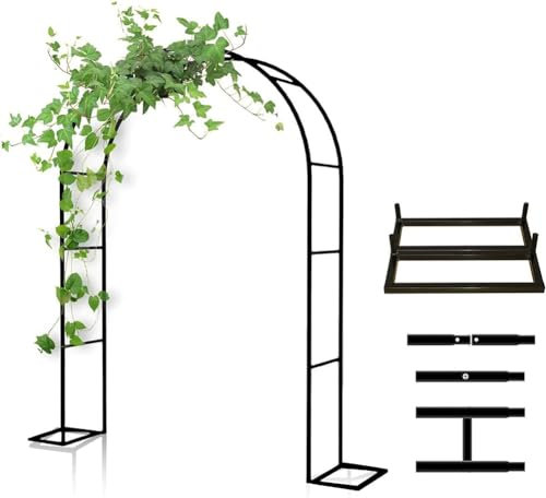 MISKYN Arche De Jardin en Métal 120Cm 140Cm 240Cm 300Cm 350Cm Large Arche De Mariage Arceau À Rosiers Plante Grimpantes, Arche À Rosiers Exterieur Arche De Jardin,Blanc,W2.4M*H2.2M