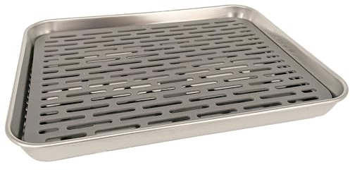 duoyif Vassoio Antigoccia In Acciaio Inossidabile, Vassoio Antigoccia Per Birra, Con Griglia Di Plastica, Vassoio Da Tè Acciaio, Vaschetta Antigoccia Per Cucina Bar Ristorante (26,5x20,5x2,5cm)