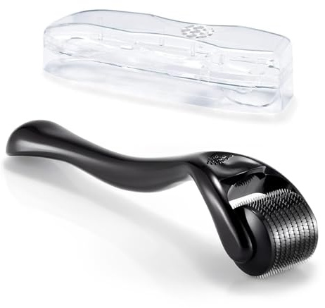 Qobobo Dermaroller 1,0 mm - Rouleau à barbe - Pour la pousse de la barbe, les cicatrices, les micro-aiguilles - Pour la pousse des cheveux, du visage et de la barbe - Pour hommes et femmes