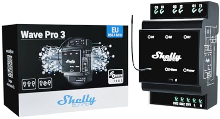 Shelly Wave Pro 3 | Professioneller 3-Kanal DIN-Schienen Z-Wave Schalter - 48A | Potentialfreie Kontakte | Z-Wave-Gateway Erforderlich | Hausautomation | SmartStart | Fernsteuerung