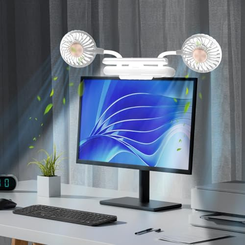 Lampe de lecture à clip pour économiser de l'espace - Ventilateur 3D alimenté par USB - Avec barre lumineuse LED - Gestion personnelle de la température pour moniteur/ordinateur portable/plat/chevet