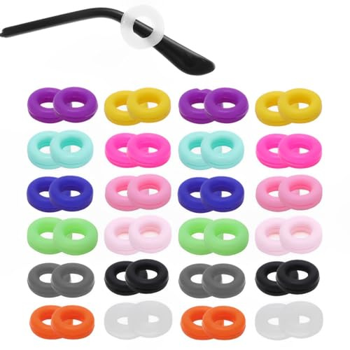 RAMGLYO 24 paires crochets universels oreille Porte-lunettes silicone Lunettes souples antidérapantes Coussinets ronds élastiques nasaux Bouchons antidérapants lunettes soleil protection