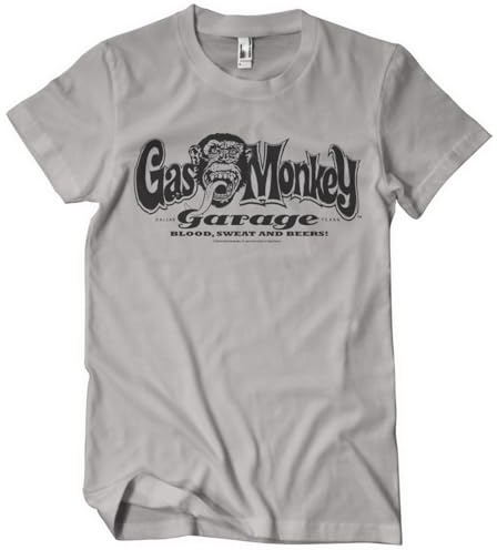 Gas Monkey Garage Officiellt licensierad Gas Monkey Garage Gas Monkey Garage Logo T-shati ya mens (StormGrå), X-Large