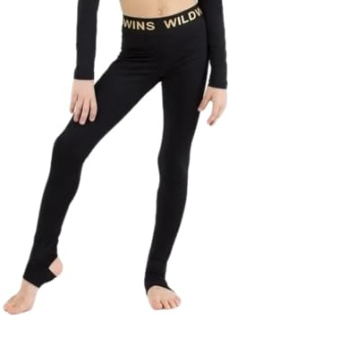WILDWINS Turnhose Mädchen mit Steg – Rhythmische Sportgymnastik, Ballett & Tanz | 4-Wege-Stretch, atmungsaktiv, Mikrofaser, Schwarz/Gold