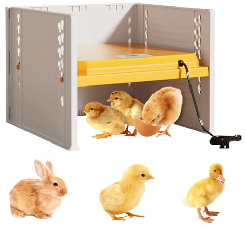 KUWUNG Wärmeplatte Küken, Einstellbare Küken Wärmeplatte mit Temperaturanzeige, 25 Watt Wärmelampe für Küken, Einstellbarer Temperaturbereich 10~60°C, Wärmeplatte 27,5 x 26,5 x 21CM