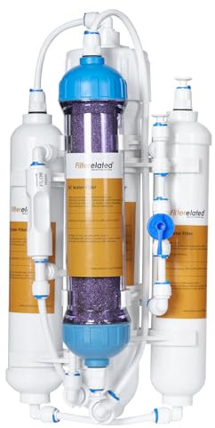 Filterelated 2025 Update Osmoseanlage Aquarium mit Spülventil 4-stufige Umkehrosmoseanlage RO+DI Umkehrosmose mit Farbwechsel deionisiertes Wasser 100GPD (4-stufige mit DI)