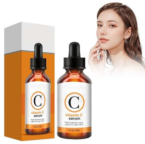 Siero Viso Alla Vitamina C – Formula Anti-Aging Con Vitamina C, Acido Ialuronico E Vitamina E – Siero Illuminante – Migliora Aspetto Macchie Scure, Tono, Rughe E Linee Sottili – 60ml