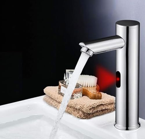 ENCOFT Rubinetto Regolabile per Acqua Calda e Fredda Automatico con Sensore ad Infrarossi, Rubinetto per Lavabo Lavandino Bacino Bagno Touchless (Verticale-20cm)