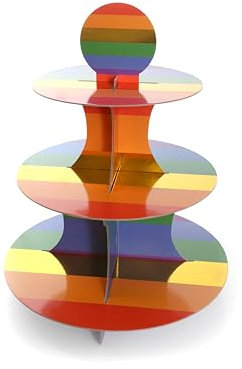 Alzata per torte arcobaleno – Confezione da 10 alzate per torte in cartone multicolore a 3 livelli – Fun Pride Month LGBTQ+ Party Tableware Decoration