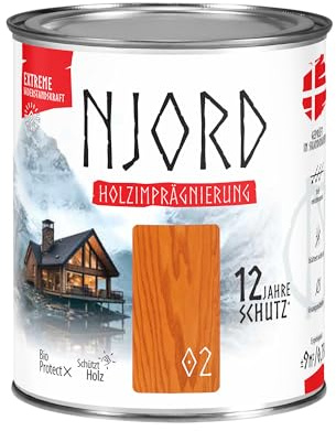 Njord Holzschutzmittel Extreme 750ml Holzfarbe (02) Nordische Eibe | Holzschutz Bis zu 12 Jahre Schutzlack Wetterfeste Imprägnierung