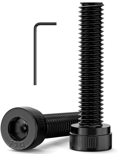 Valorada 120Pcs M4 Bolts, M4 x 20mm Hex Socket Head Cap Screws Bolts, 12.9 Grade Alloy Steel, Black Oxide Finish, Allen Socket Drive, Full Threads, with Hex Spanner
