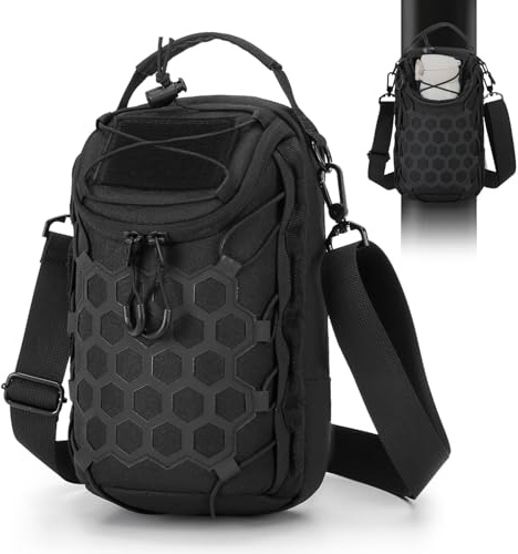 FTCYCRU Small Magnetic Gym Bag for Men and Women with 9 Powerful Magnets,Multi-Size Magnetic Water Bottle Holder,Mini Crossbody Gym Bag for Sports, Work (Black)
