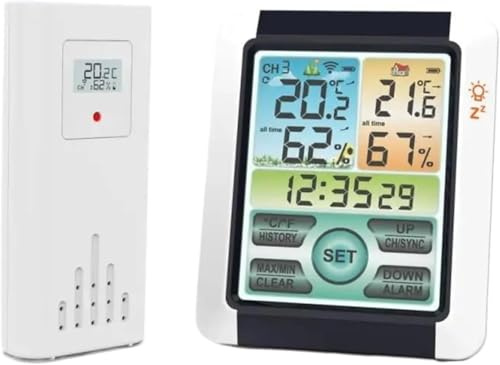 SHRGOMPIT Weather Stations, Digital Weather Station Clock Indoor Outdoor Weather Forecast Barometer Thermometer Hygrometer with Wireless Outdoor Sensor,for Home Office Gifts