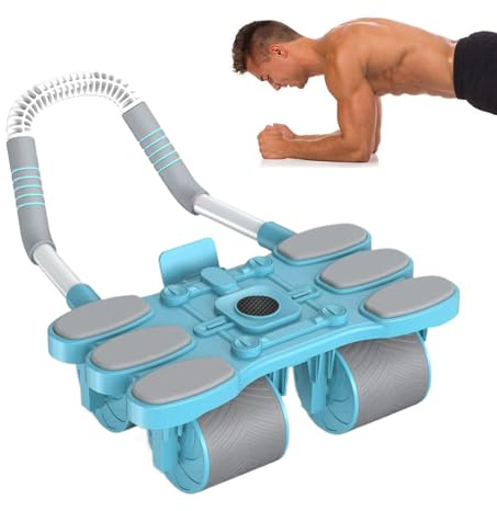 Fitness-Bauchrolle – Bauchrolle mit 4 Rollen, mit automatischem Fitnessgerät mit rutschfestem Griff – für Sportler, Jugendliche, Athleten, Frauen, Männer, Erwachsene